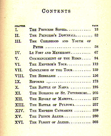 [Contents, Page 1 of 2] from Peter the Great by Jacob Abbott