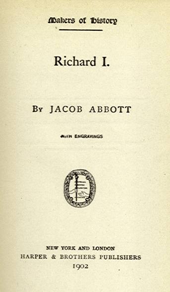[Title Page] from Richard I by Jacob Abbott