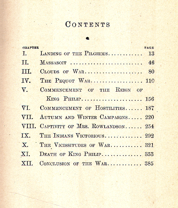 [Contents] from King Philip by John S. C. Abbott