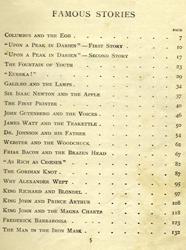 [Contents] from Thirty Famous Stories  by James Baldwin