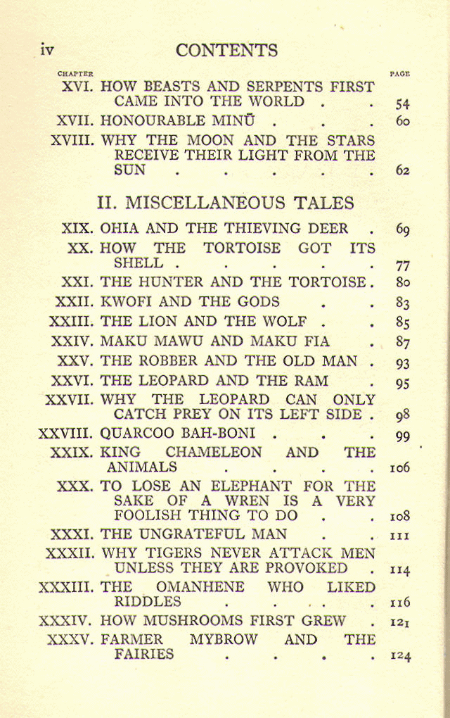 [Contents, Page 2 of 2] from West African Folk-Tales by William H. Barker