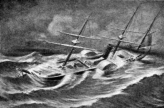 Modern ship in a typhoon