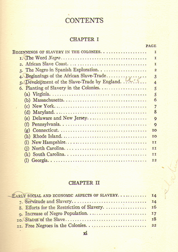 [Contents, Page 1 of 7] from History of the American Negro by Benjamin Brawley