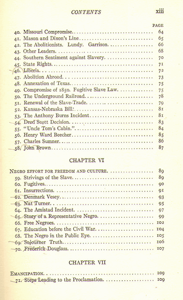 [Contents, Page 3 of 7] from History of the American Negro by Benjamin Brawley