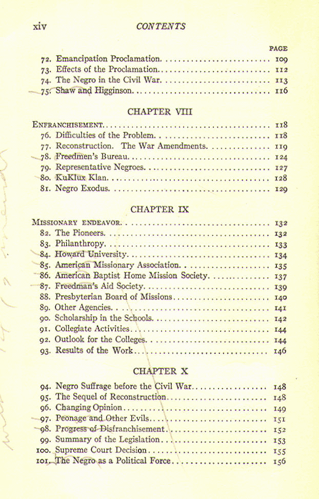 [Contents, Page 4 of 7] from History of the American Negro by Benjamin Brawley