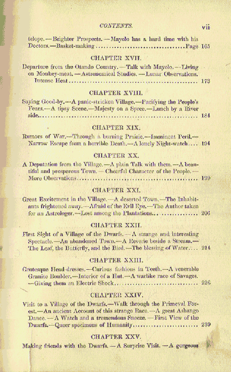 [Contents, Page 3 of 4] from Country of the Dwarfs by Paul du Chaillu