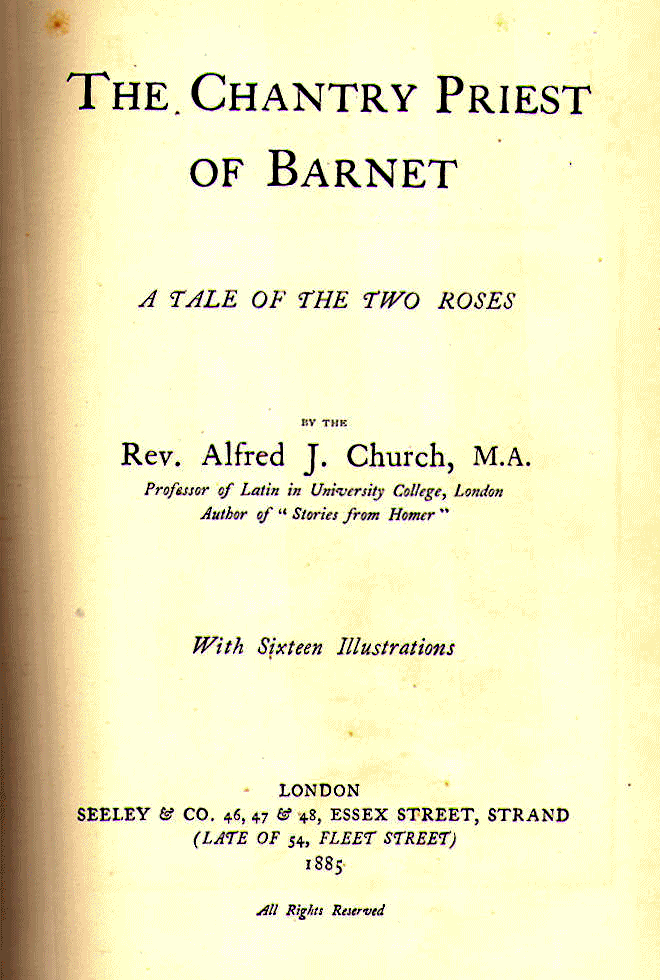 [Title Page] from The Chantry Priest of Barnet by Alfred J. Church