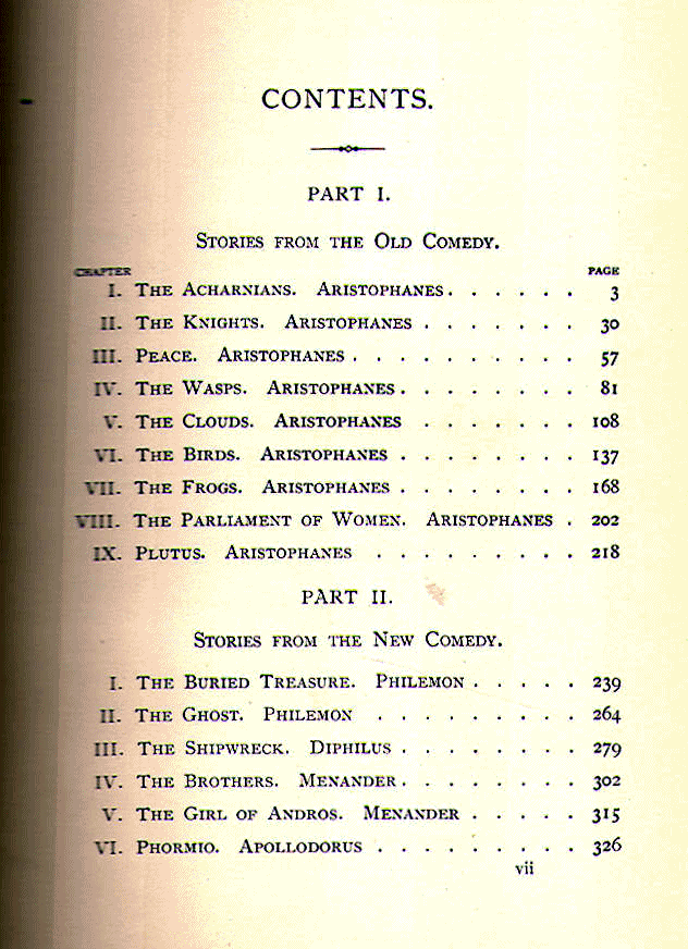 [Contents] from Stories from Greek Comedians by Alfred J. Church