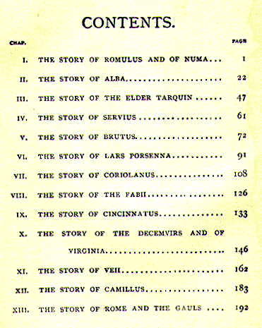 [Contents, Page 1 of 2] from Stories From Livy by Alfred J. Church