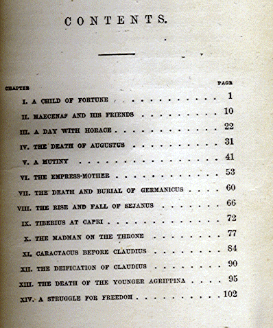 [Contents Page 1 of 2] from Roman Life and Story by Alfred J. Church