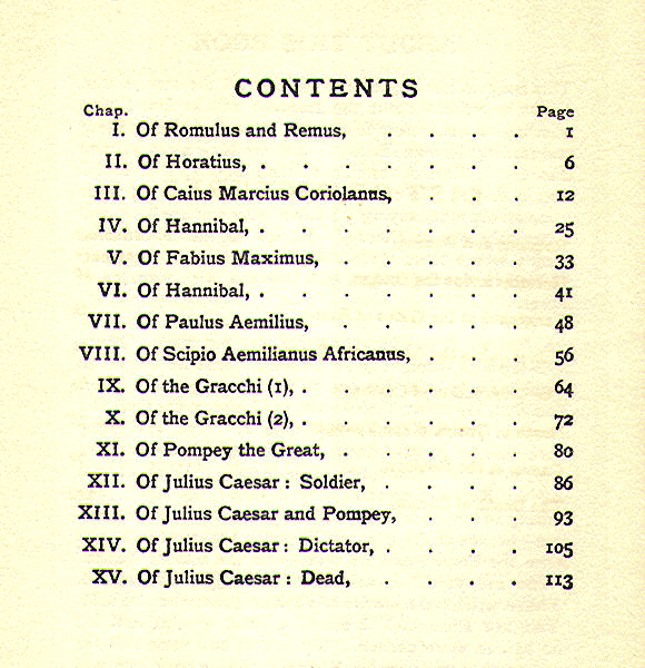 [Contents] from Stories from Roman History by Lena Dalkeith