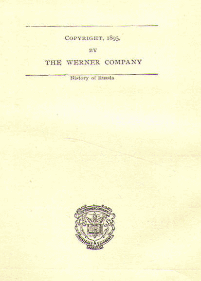 [Copyright Page] from History of Russia by Nathan Dole