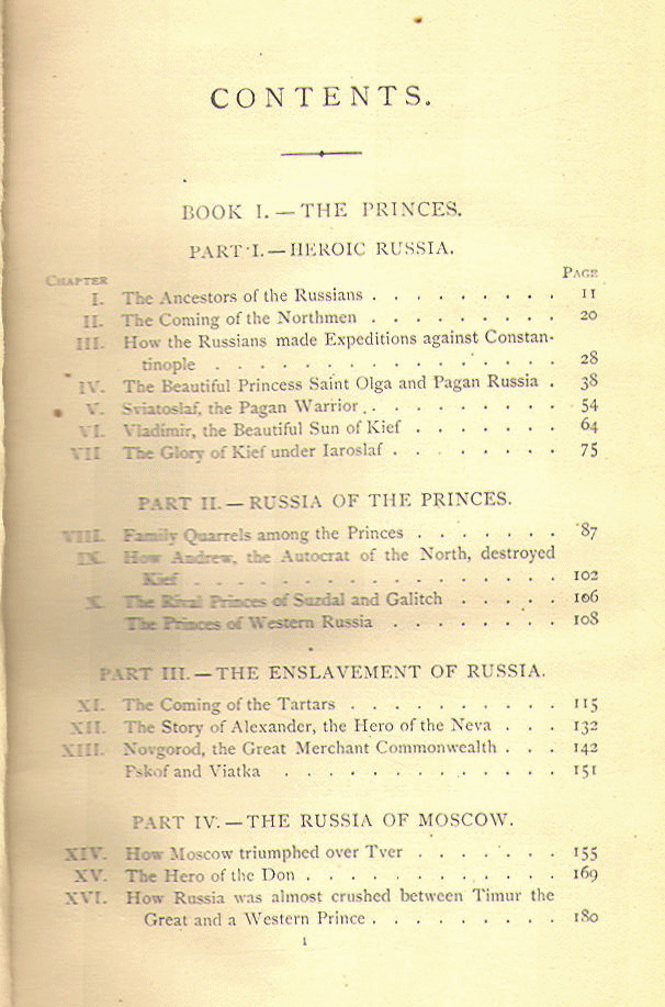 [Contents, Page 1 of 3] from History of Russia by Nathan Dole