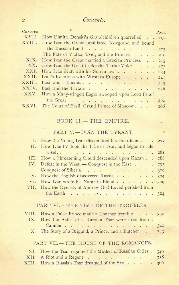 [Contents, Page 2 of 3] from History of Russia by Nathan Dole