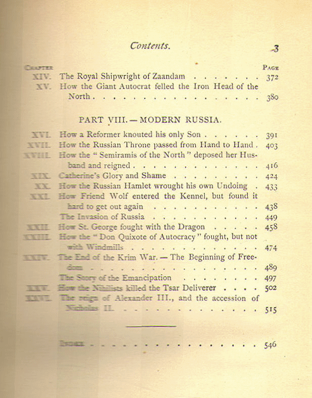 [Contents, Page 3 of 3] from History of Russia by Nathan Dole