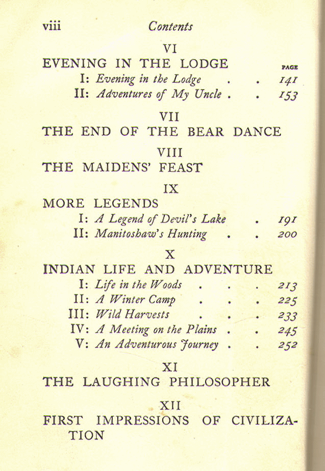 [Contents, page 2 of 2] from Indian Boyhood by Charles Eastman