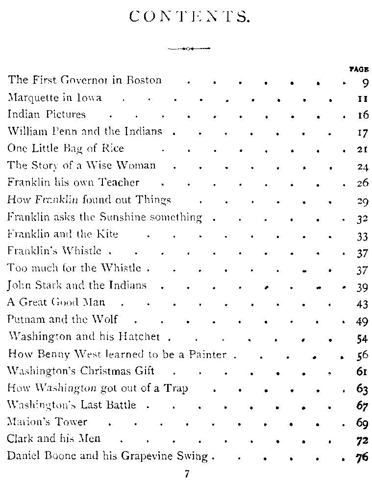 [Contents] from Great Americans by Edward Eggleston