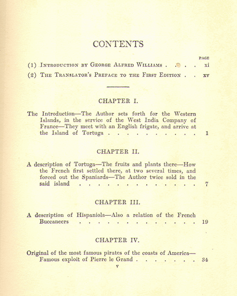 [Contents, Page 1 of 3] from Buccaneers of America by J. Esquemeling