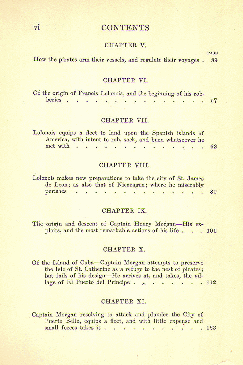 [Contents, Page 2 of 3] from Buccaneers of America by J. Esquemeling