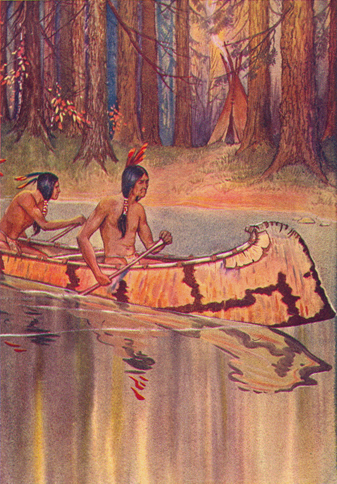 Indian birch bark canoe