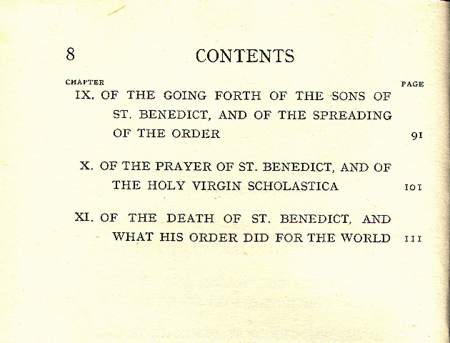 [Contents, Page 2 of 2] from Life of Benedict by F. A. Forbes