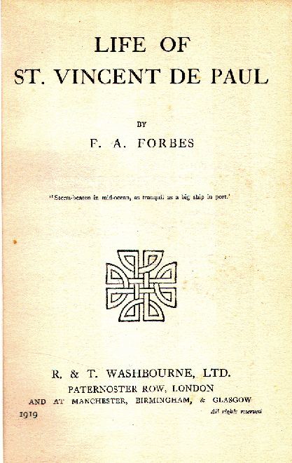 [Title Page] from Life of Vincent de Paul by F. A. Forbes