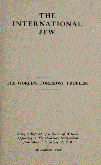 [Title Page] from The International Jew by Henry Ford