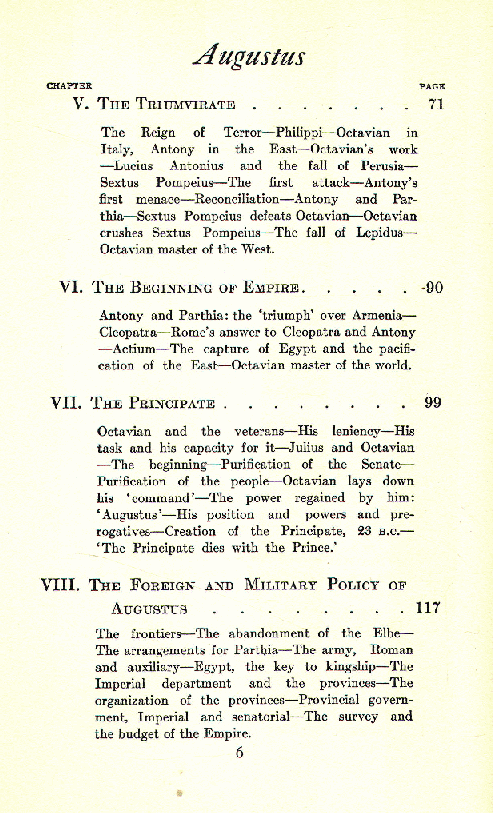 [Contents, Page 2 of 3] from Augustus Caesar by Rene Francis