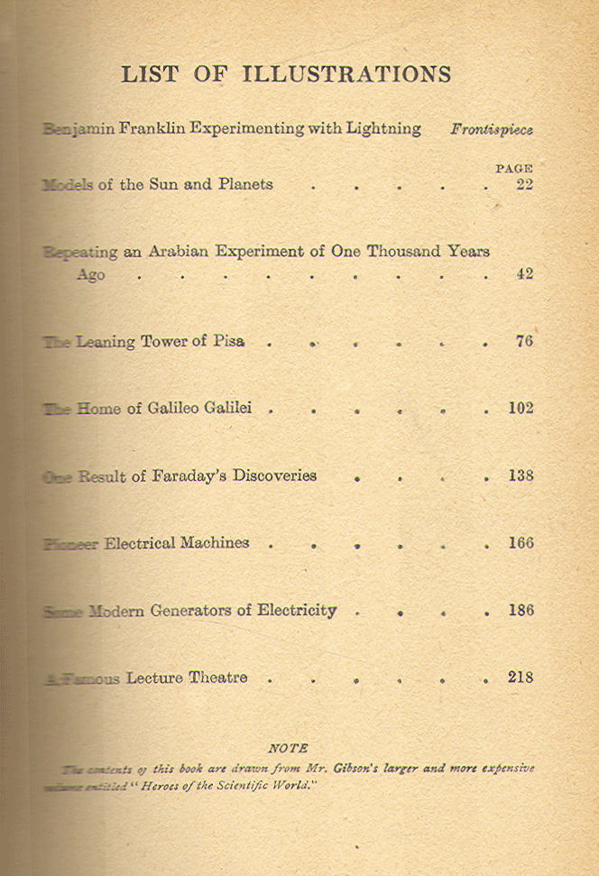 [List of Illustrations] from Stories of Great Scientists by Charles Gibson