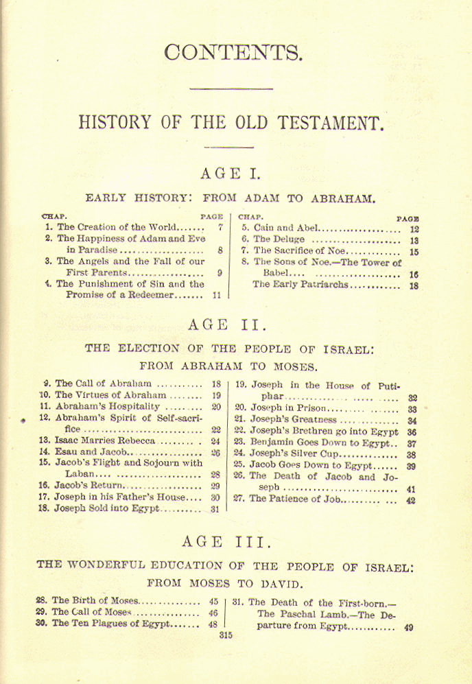 [Contents, Page 1 of 6] from Bible History for Catholics by R. Gilmour