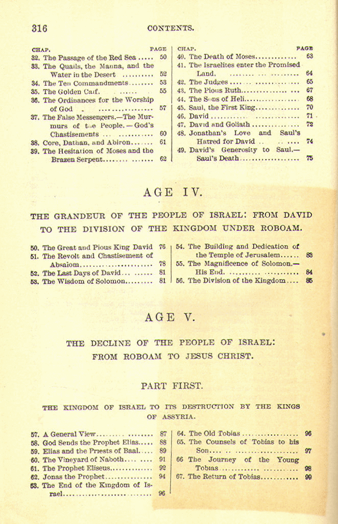 [Contents, Page 2 of 6] from Bible History for Catholics by R. Gilmour
