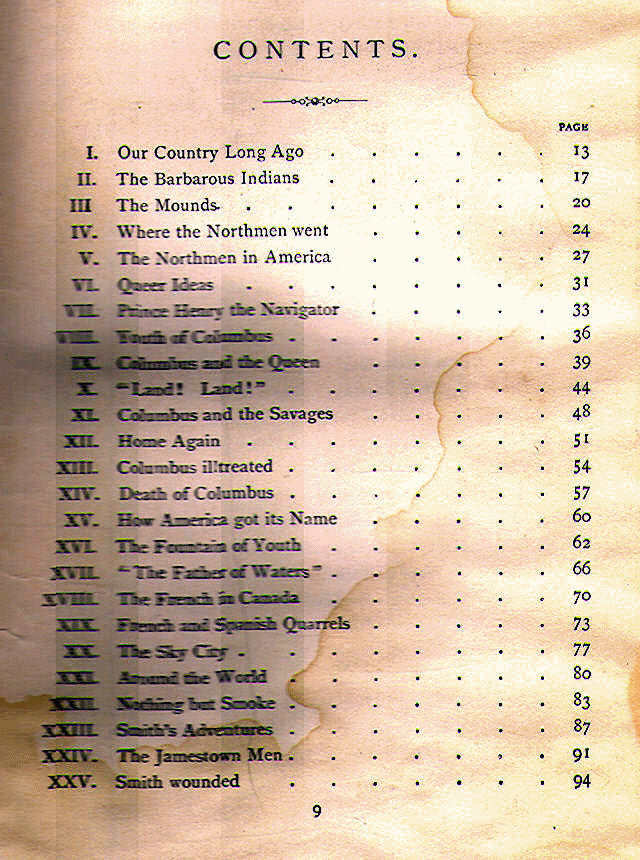 [Contents, page 1 of 3] from Story of the Thirteen Colonies by Helene Guerber