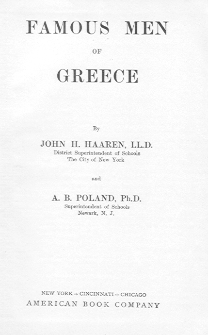 [Title Page] from Famous Men of Greece by John Haaren