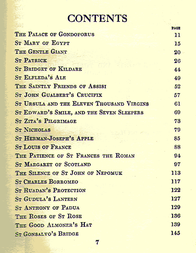 [Contents, Page 1 of 2] from Stories of the Saints by Grace Hall
