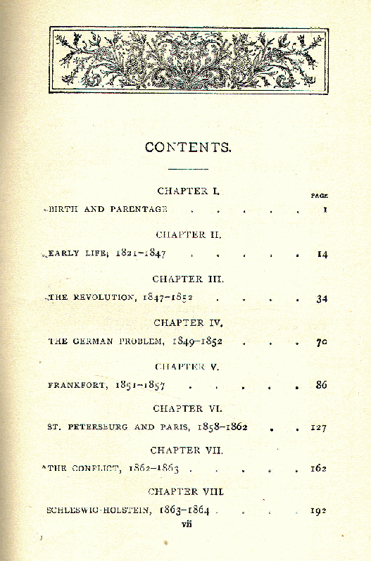 [Contents, Page 1 of 2] from Bismarck and German Empire by J. W. Headlam