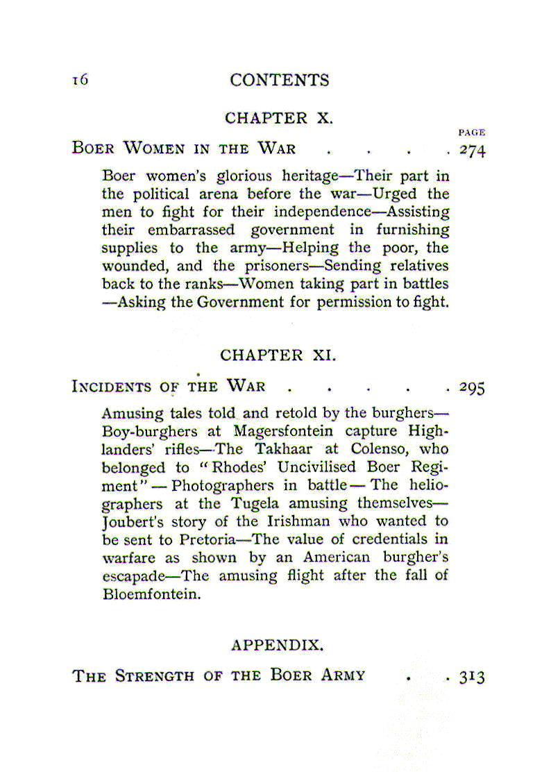 [Contents, Page 4 of 4] from With the Boer Forces by Howard Hillegas