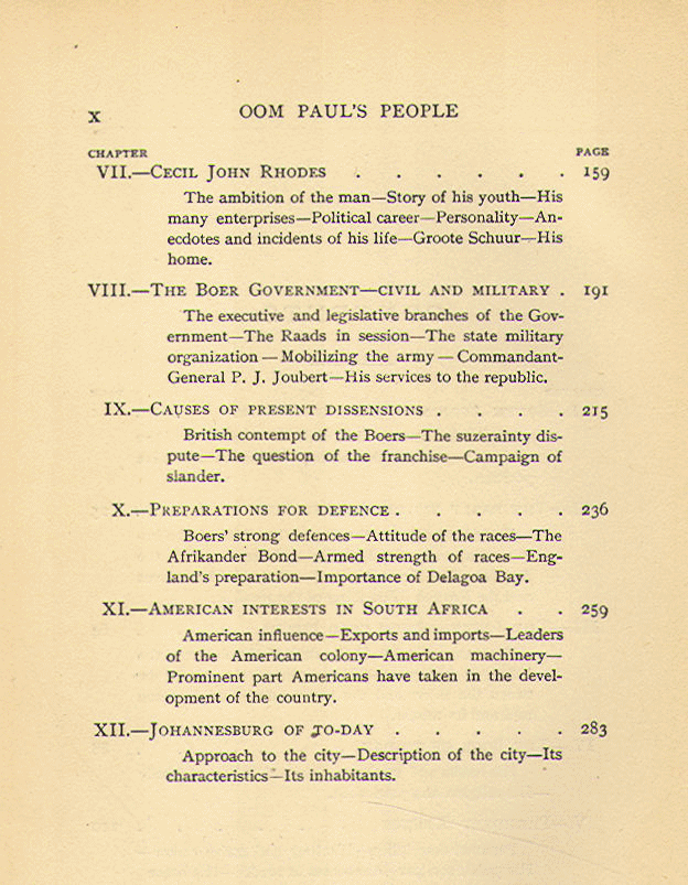 [Contents, Page 2 of 2] from Oom Paul's People by Howard Hillegas