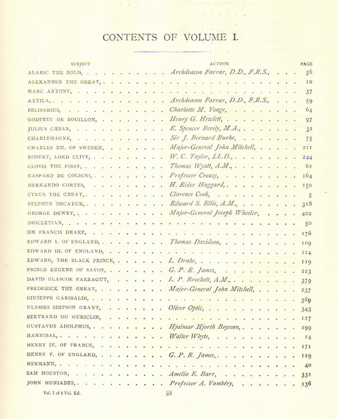 [Contents, Page 1 of 2] from Soldiers and Sailors by C. F. Horne