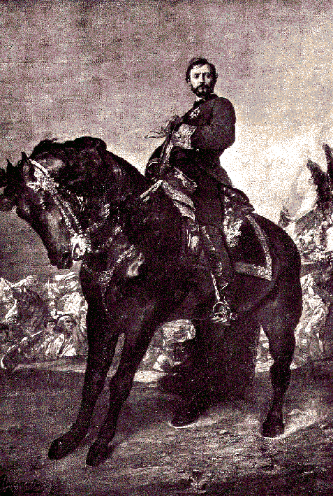 Marshal Prim rallying the Spanish patriots.