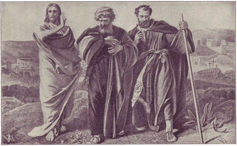 Jesus with followers on the walk to Emmaus