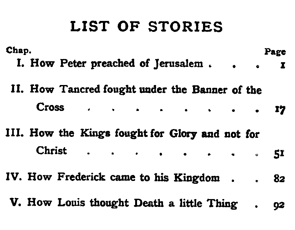 [List of Stories] from Stories from the Crusades by Janet Kelman