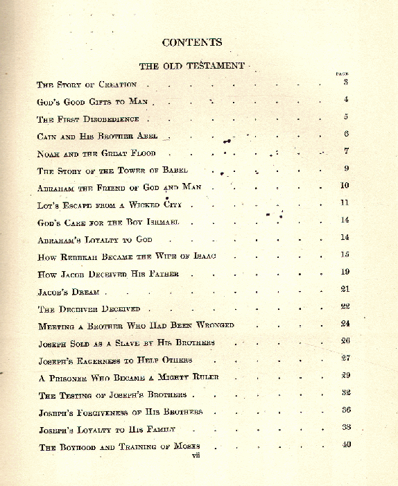[Contents, Page 1 of 4] from Children's Old Testament by Sherman and Kent