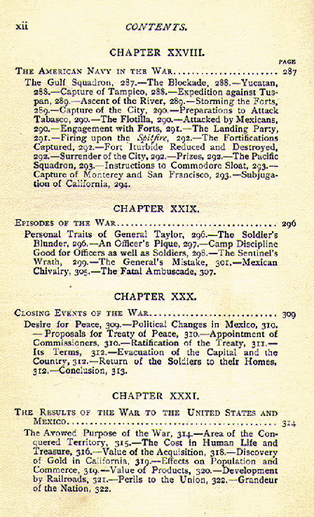 [Contents, page 8 of 8] from The War with Mexico by H. O. Ladd