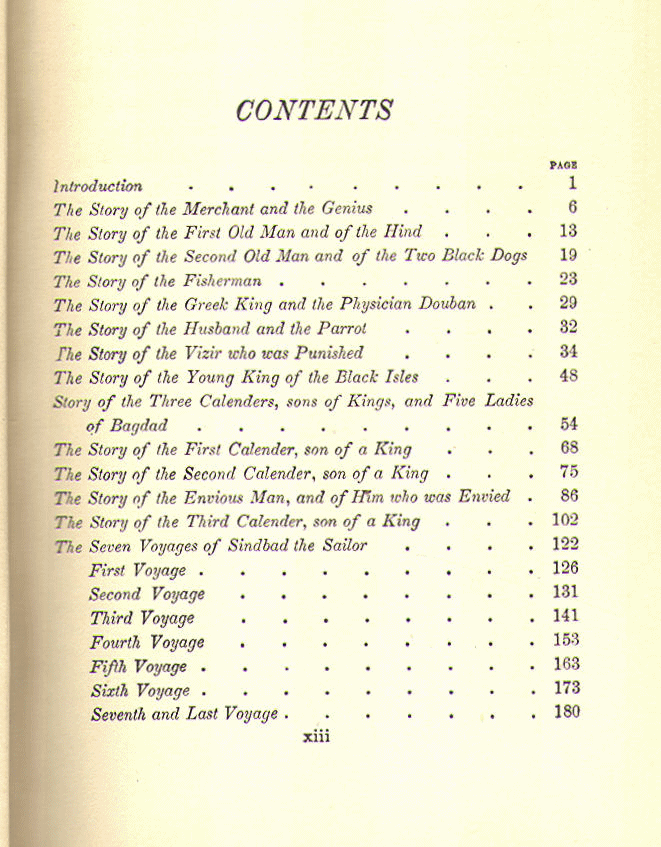 [Contents, Page 1 of 2] from The Arabian Nights by Andrew Lang