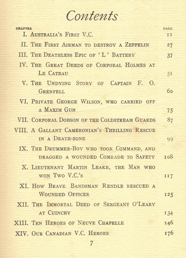 [Contents, Page 1 of 2] from Heroes of the Great War by G. A. Leask