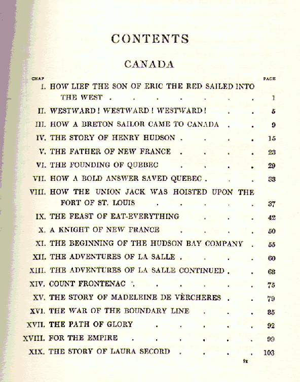[Contents, Page 1 of 4] from Our Empire Story by H. E. Marshall