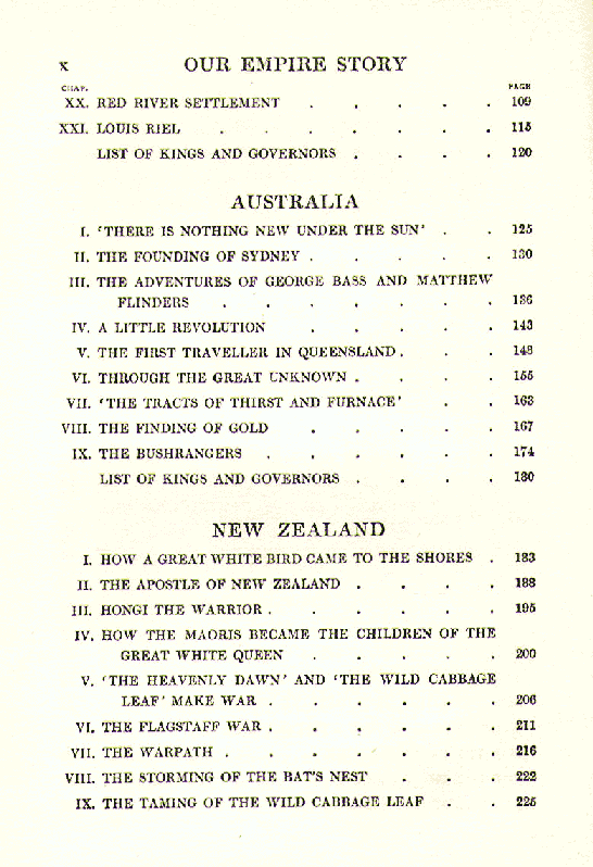 [Contents, Page 2 of 4] from Our Empire Story by H. E. Marshall