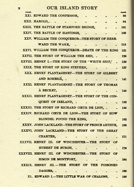 [Contents Page 2 of 6] from Our Island Story by H. E. Marshall