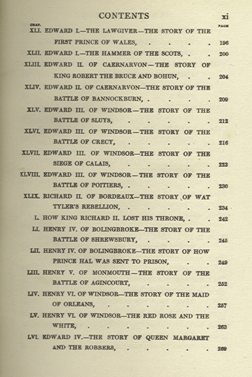 [Contents Page 3 of 6] from Our Island Story by H. E. Marshall