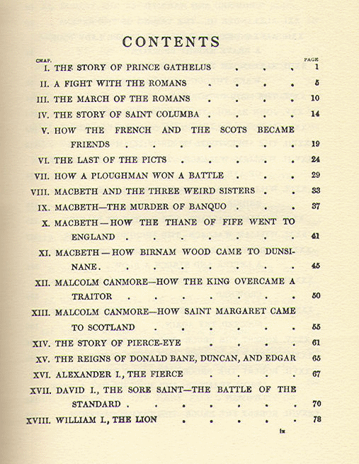 [Contents, Page 1 of 5] from Scotland's Story by H. E. Marshall